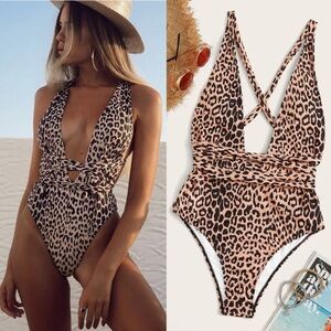 Leopard Print One Piece Swimsuit